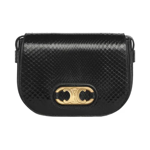 CELINE Triomphe Коровья кожа Сумка через плечо Женская Черная