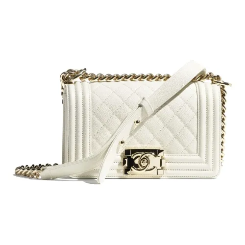 CHANEL LEBOY С рельефом Тисненый Телячья кожа Металл Сумки кросс-боди Маленький Женские Белый