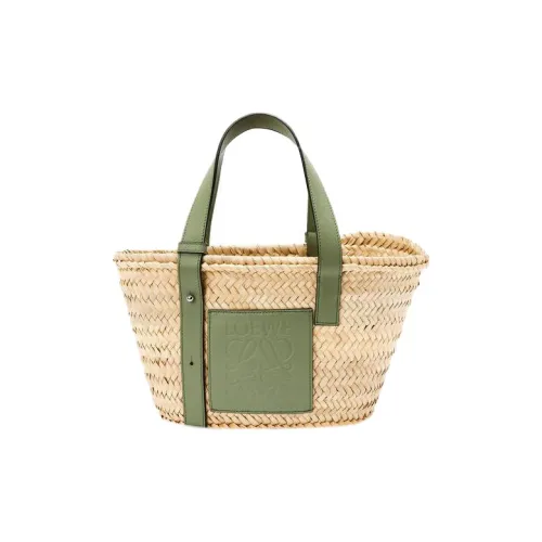 LOEWE Basket Palm Fiber Cow Leather Tote Bag Tote Bag Shopping Bag Medium Women's Green