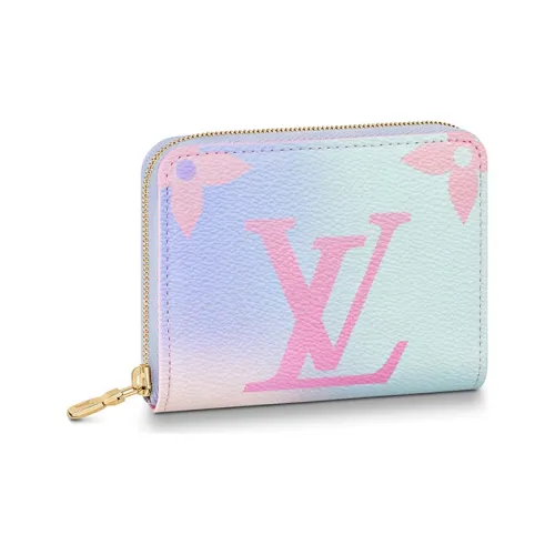 LOUIS VUITTON Zippy Холст Кошелек Держатель для карт Кошелек для монет Женский Синий Розовый