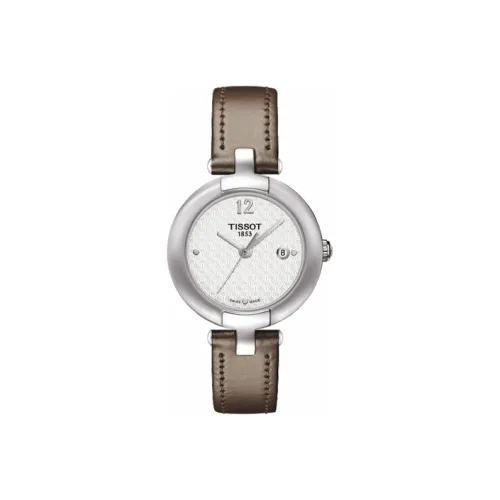 TISSOT Pink Collection Кварцевый механизм Женские часы 28 мм Белый циферблат Корпус из нержавеющей стали Кожаный ремешок