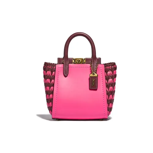 COACH Troupe Коровья кожа Тоут Сумка Сумка для покупок Сумка Мини Женская Фуксия Бургунди