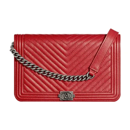 CHANEL Ремень из коровьей кожи цепочка кошелек сумка через плечо женский красный