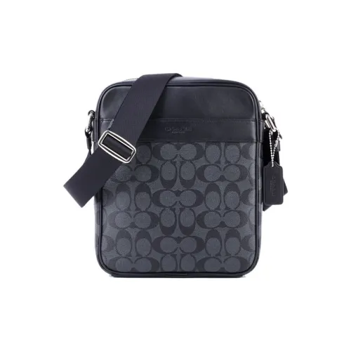 COACH Charles ПВХ через плечо Сумка Сумка через плечо Мужская Черная Серый