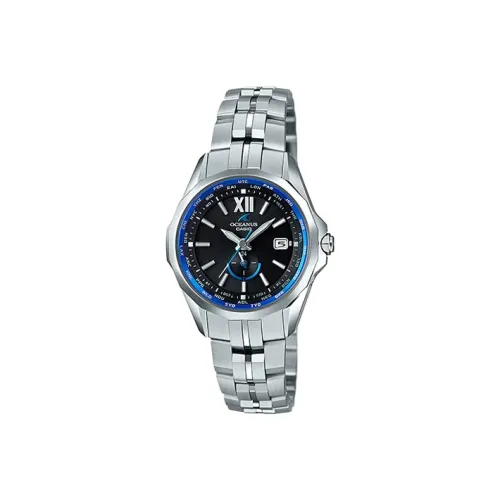 CASIO OCEANUS Collection Круглый Multifunctional Dial Коллекция Кварцевый механизм Часы Женские Черный циферблат