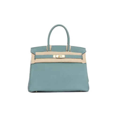 HERMES Birkin Коровья кожа Togo Тоут Сумка Сумка для покупок Сумка Женская 7G Ciel Небесный Синий