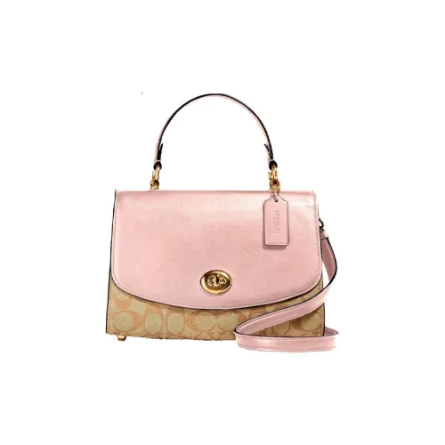 COACH Tilly Кожа Сумка через плечо Сумка через плечо Сумка через плечо Сумка среднего размера Женская Хаки и Розовая