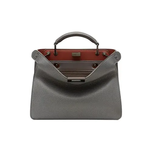 FENDI Peekaboo ISeeU Кожа Тоут Сумка Сумка для покупок Сумка через плечо Сумка Мини Мужская Серый
