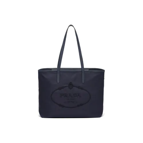 PRADA Нейлон с кожаными вставками переносная сумка-тоут плечевая сумка женская морской синий