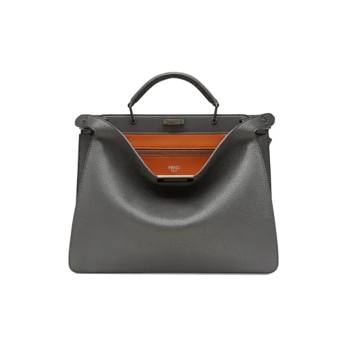 FENDI Peekaboo ISeeU Кожа Тоут Сумка Сумка для покупок Сумка через плечо Сумка Мужская Серый