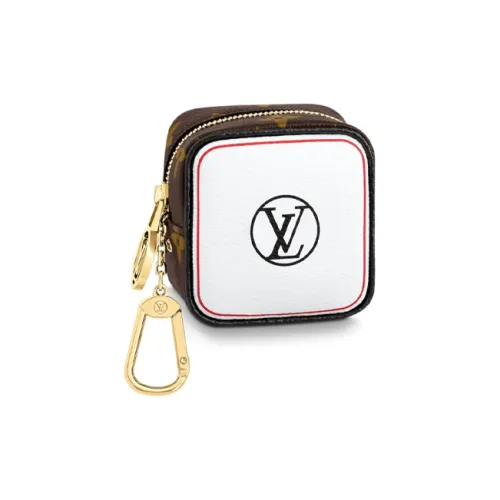 LOUIS VUITTON Мелочь Покрытый холст Кубик Сумка Мелочь Кошелек Обычный Унисекс Черный белый