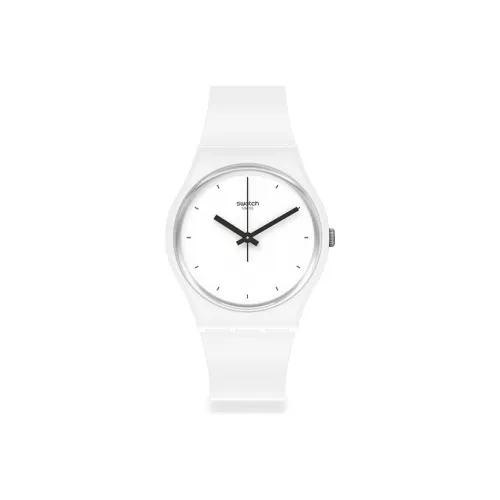 Swatch Quartz Механизм Унисекс Часы 34 мм Белый Циферблат Биокерамика Чехол Часов Bio Based Материал Ремешок