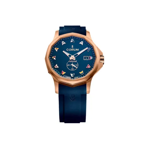 Corum ADMIRAL Collection Механический механизм Мужские часы Часы 42 мм Синий циферблат Медные корпуса Часы Резиновый ремешок