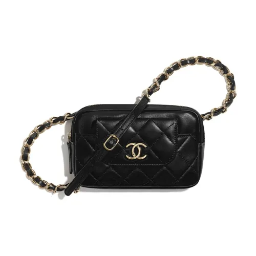 CHANEL Sheepskin Wallet Women's Black
