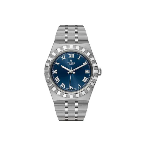 Tudor Royal Collection Механический механизм Женские часы 34 мм Синий циферблат Стальной корпус Часы Стальной ремешок