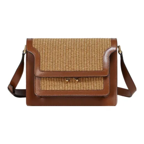 MARNI Основная часть Телячья кожа Аккордеонная сумка Сумки через плечо Сумка на плечо Женская Коричневый Красный