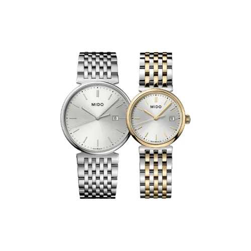 Mido Quartz Механизм Унисекс Часы 38 мм Серебристый Циферблат Ремешок из Нержавеющей Стали
