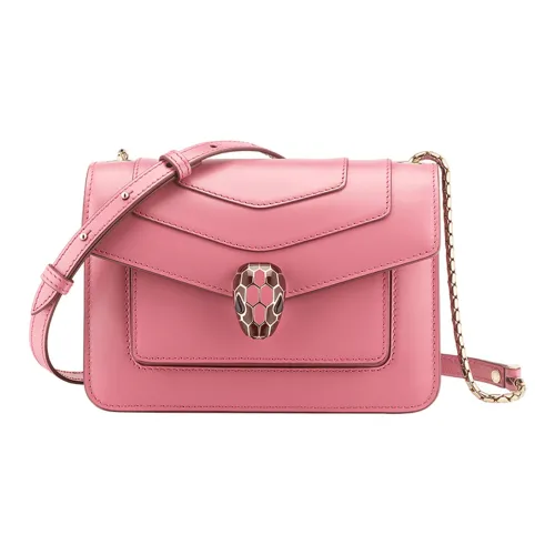 BVLGARI Serpenti Forever Телячья кожа Сумка через плечо Маленькая Женская Розовая