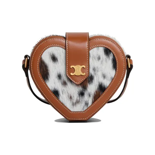 CELINE Tambour Коровья кожа Сумка через плечо Женская Естественный цвет Коричневый