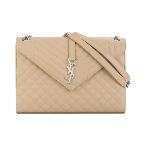 SAINT LAURENT Сумка через плечо из кожи большая женская светлый бежевый