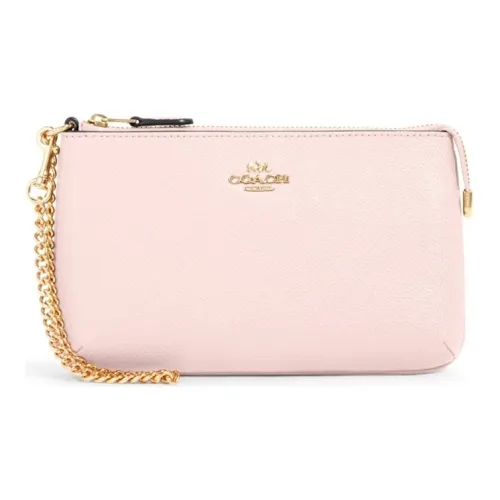 COACH Wristlet Кожа Клатч Запястье Сумка Через плечо Сумка Большая Женская Розовая