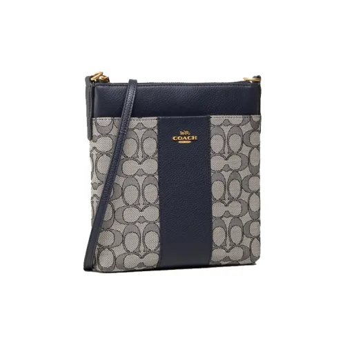 COACH Kitt Холст и Кожа Конверт Сумка Сумка через плечо Маленькая Женская Полночный Синий