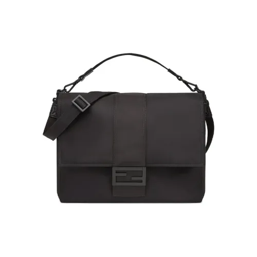 FENDI Baguette Коровья кожа Сумка-багет Сумка-доставка Сумка через плечо Сумка через плечо Большая мужская черная