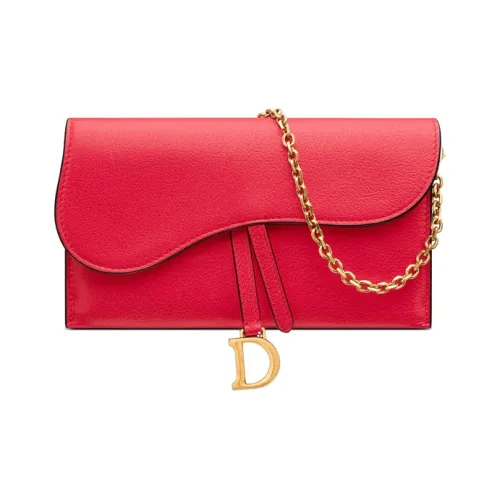 DIOR Седло Овчина Седло Сумка Сумка через плечо Кошелек Женские Красный