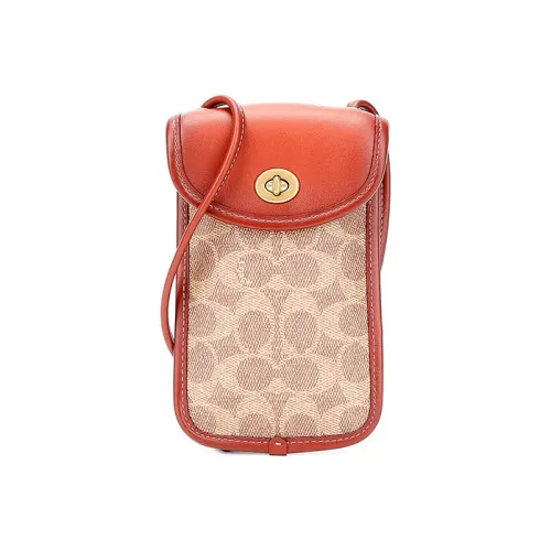 COACH Turnlock Искусственная кожа с вставками из кожи сумка через плечо мини женская карамельный хаки