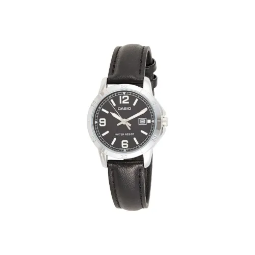 CASIO Standard Series Кварцевый механизм Естественная кожа Ремешок Часы Женские Черный циферблат