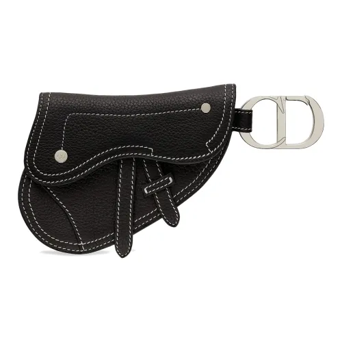 DIOR Saddle Телячья кожа Coin Key Pouch Unisex Black