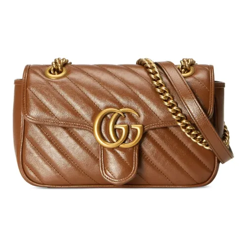 GUCCI GG Marmont Кожаная Сумка через плечо Сумка на плечо Женская Коричневая