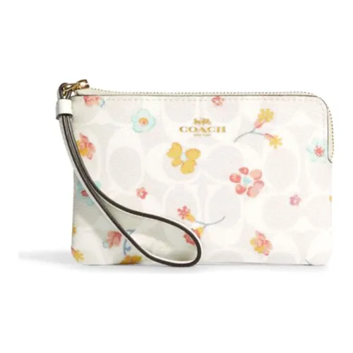 COACH Corner Zip PVC Кошелек Карман для монет Клатч Обычный Женский Мел Белый