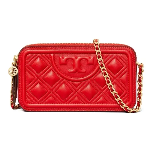 TORY BURCH Fleming Lambskin Crossbody Bag Mini Women's Red TORY BURCH Fleming Овечья шкура Сумка через плечо Мини Женская Красная