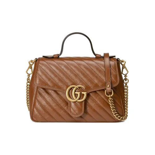 GUCCI GG Marmont Кожа Через плечо Сумка Маленькая Женская Коричневая
