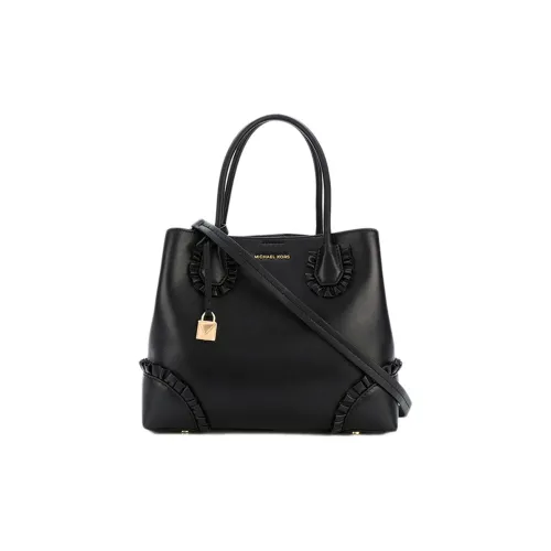 MICHAEL KORS Mercer Gallery Bucket Кожа Замковая Сумка Сумка через плечо Сумка среднего размера Женская Черная