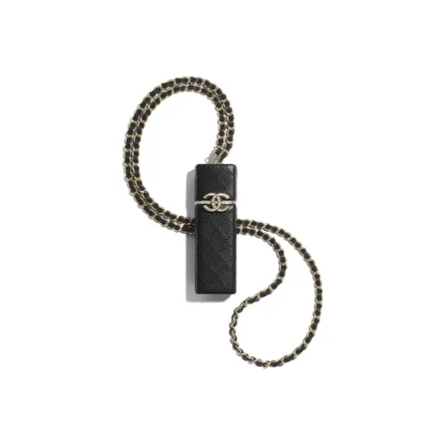 CHANEL Кейс для помады из овечьей шкуры Сумка через плечо Сумка для помады Сумка для украшений Женская Черная