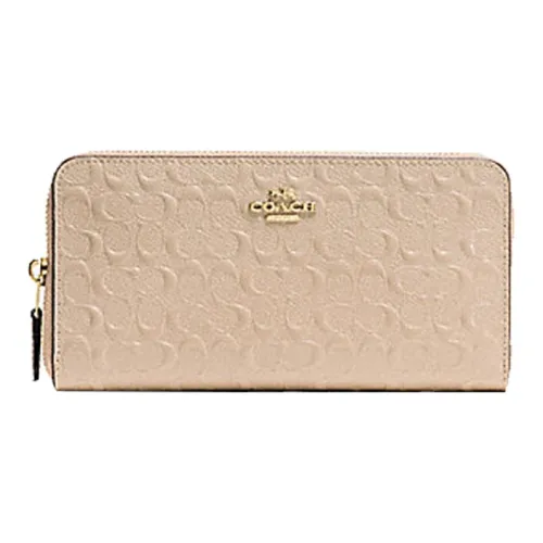 COACH Accordion Zip Кожа Кошелек Маленький Женский Бежевый