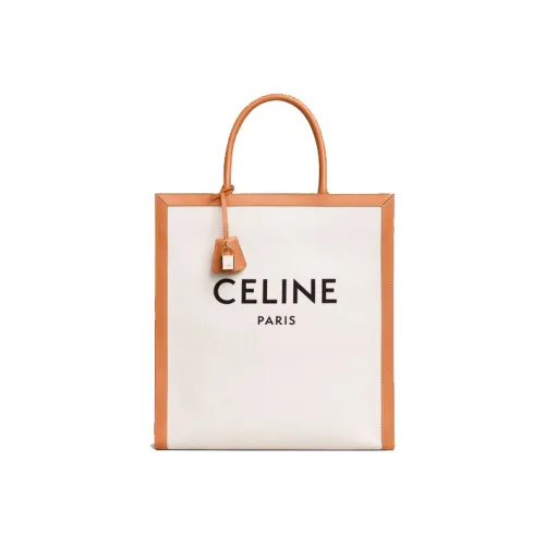 CELINE Cabas Холст с печатью And Телячья кожа Сумка Обычный Женские Оригинальный Рыжевато-коричневый