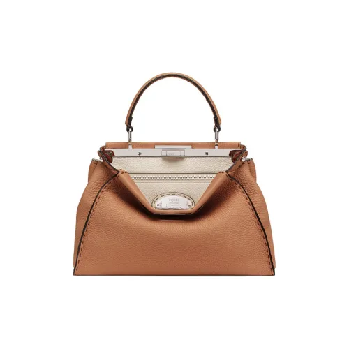 FENDI Peekaboo Сумка через плечо из коровьей кожи средний размер женская коричневый