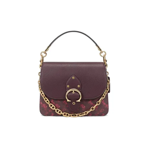 COACH Beat с кожаными вставками цепочка квадратная сумка одно плечо ручная сумка сумка через плечо маленькая женская клюква цвет