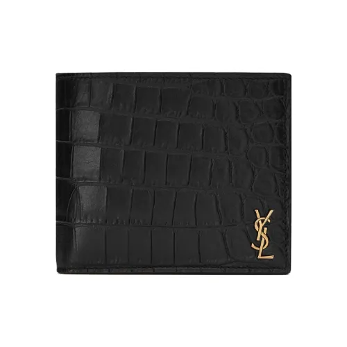 SAINT LAURENT Кошелек из коровьей кожи с карманом для монет мужской черный