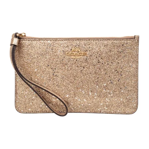 COACH Кожа Маленькая Сумка-Клатч Монетница Сумка на Запястье Маленькая Женская Золотая