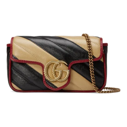 GUCCI GG Marmont Кожа Сумка через плечо Сумка на плечо Женская Черная Коричневая Многоцветная