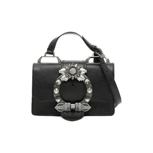 MIU MIU Madras Овчина Сумка через плечо Сумка на плечо Женская Черная