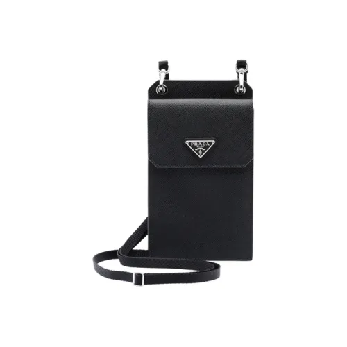 PRADA Saffiano кожа кошелек для монет сумка Camera сумка через плечо чехол для телефона унисекс черный