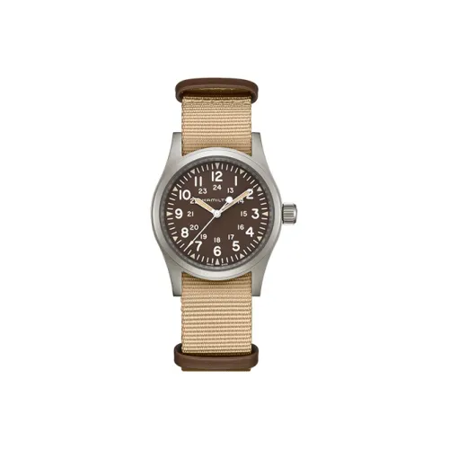 HAMILTON Мужские часы с ручным заводом механический 38 мм циферблат кофейного цвета корпус из нержавеющей стали тканевый ремешок