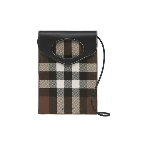 Burberry Кожа Одно плечо Через плечо Чехол для телефона Мужской Темно-коричневый березовый цвет