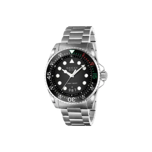 GUCCI Мужские часы Кварцевый механизм Ремешок из нержавеющей стали 45 мм Черный циферблат