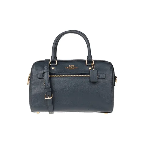 COACH Rowan Кожа Бостон Сумка Ведрообразная Сумка Сумка на одно плечо Сумка через плечо Большая Женская Темно-синяя